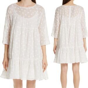 MANSUR GAVRIEL Floral Embroidered Linen Blend Dress In White Size 38